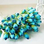 10 Mulberry Mini Paper Rose Buds Flower Blue /..