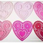 Heartshape Lace colored doilies 4&q..
