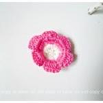 Pink Crochet Flower 3 Layer For Scrap Booking,..