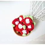 2 Flower crochet applique with leav..