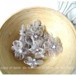 Organza grey flower with pearl cent..