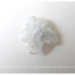 10 Organza silver flower with pearl..
