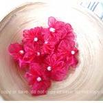 Organza scarlet jewel flower with p..