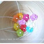 Flat Mini Mulberry Paper Flowers Colorful / Pack