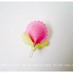 10 Scallop Circle Pink Organza Flower With Leave..