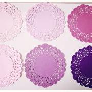 Parisian Lace Doily purples for Scrap booking or card making / pack 