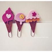 3 ice-cream felt paper clips  