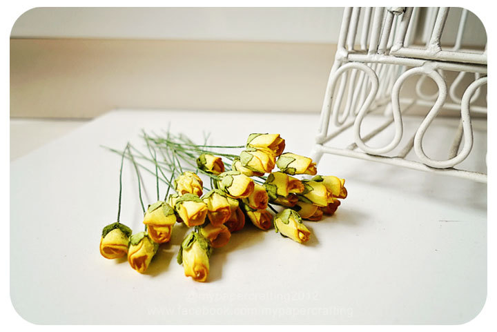 Mulberry Paper Mini Rose Buds Flower Yellow / Pack