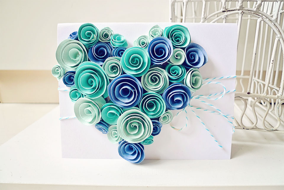 Heart-shaped Swirl Flower Card