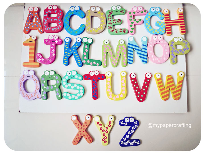 26pcs colorful wood alphabet letter + FREE numbers fridge magnet 