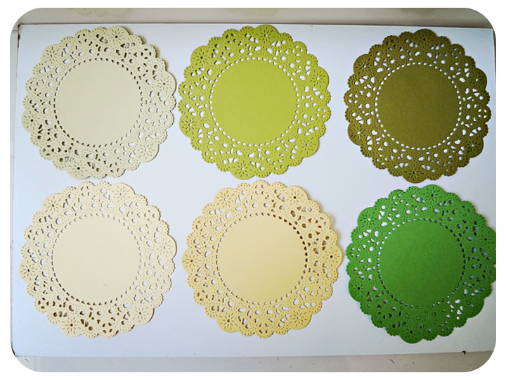 Parisian Lace Doily Green & Yellow For Scrap Booking Or Card Making / Pack