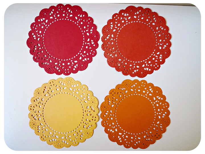 Parisian Lace Doily Red & Orange For Scrap Booking Or Card Making / Pack