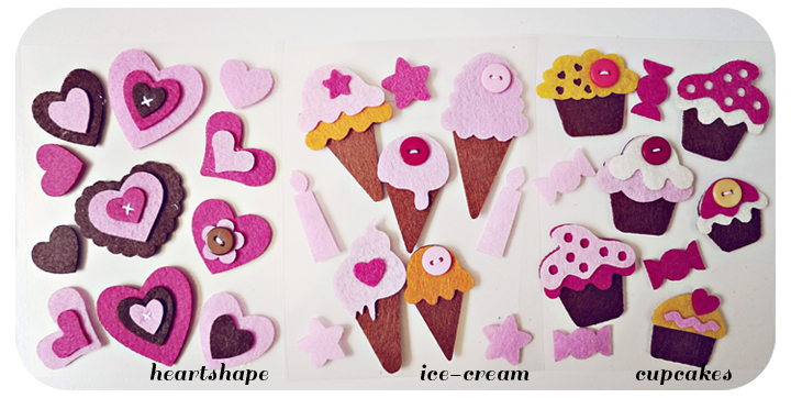 Felt Cupcakes, Ice-cream Cones Or Heartshape