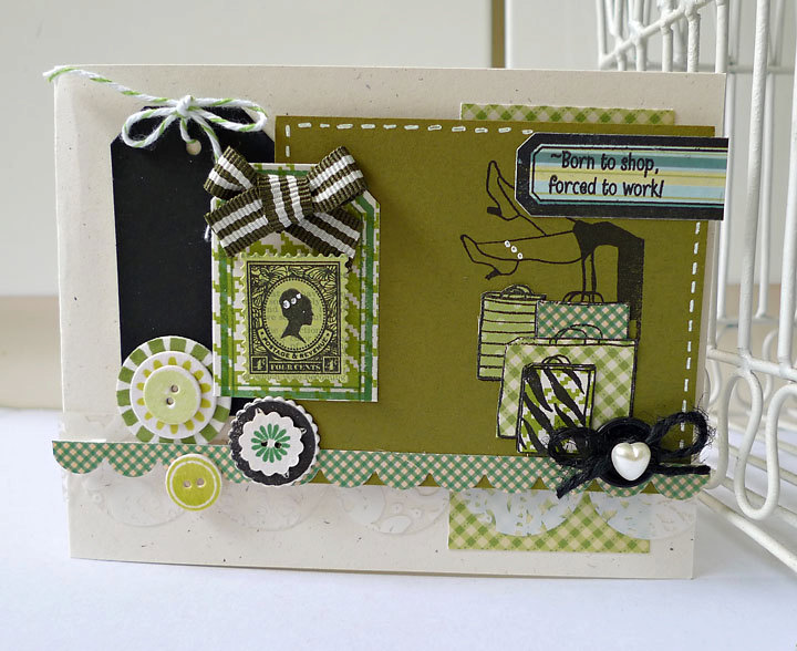 Born To Shop, Forced To Work Handmade Card