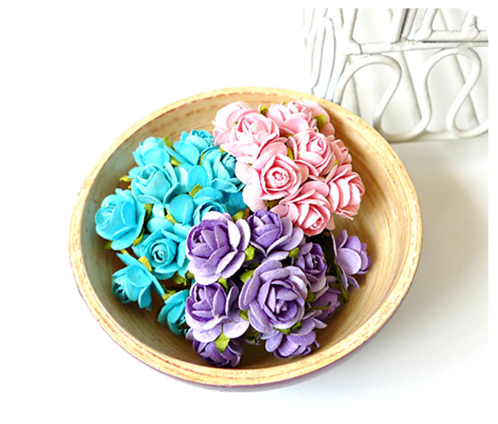 30 Mulberry Mixed Color Paper Rose Buds Flower/ Pack