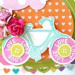 Cheerful bicycle love handmade card..